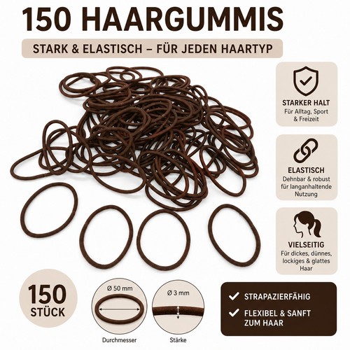 150 stück haargummi braun - 150,