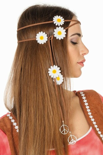 Haarband braun mit blumen und - braun,
